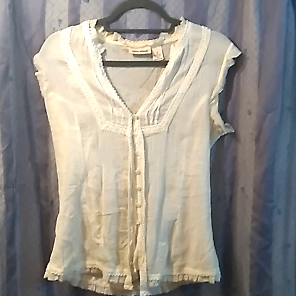 DKNY Sleeveless loop-button blouse